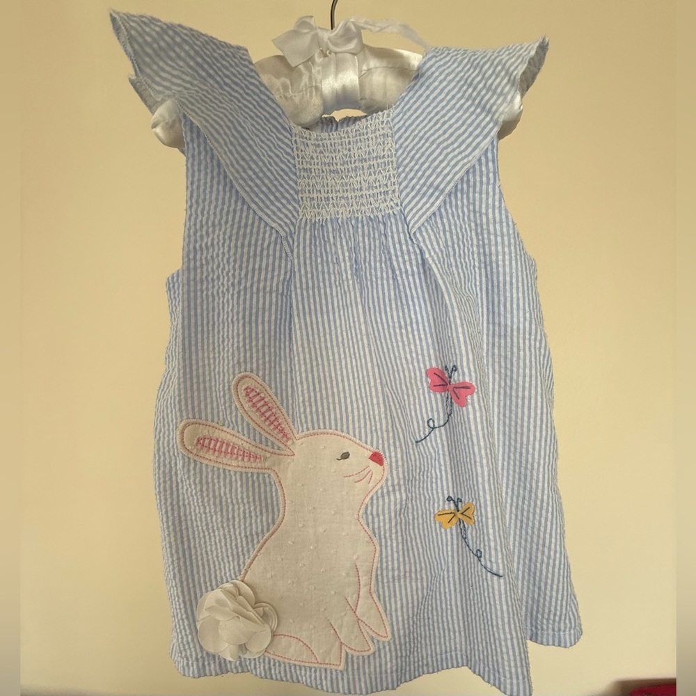 Seersucker Bunny Appliqué Boutique Dress